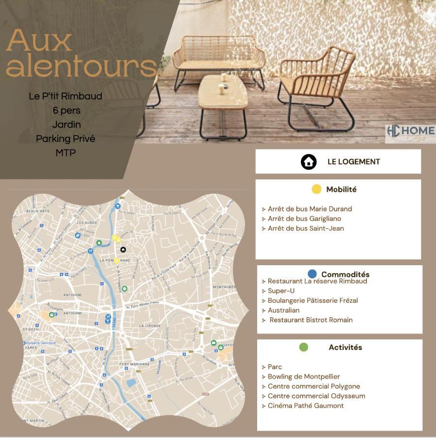 Le P'tit Rimbaud, 6 Pers, parking privé, jardin,wifi Apartamento Montpellier Exterior foto